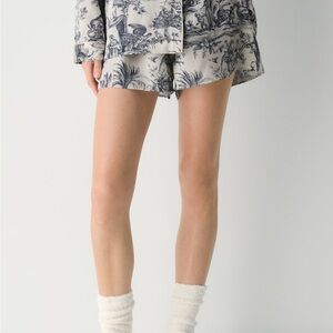 Aritzia Blue and White Toile Print Shorts